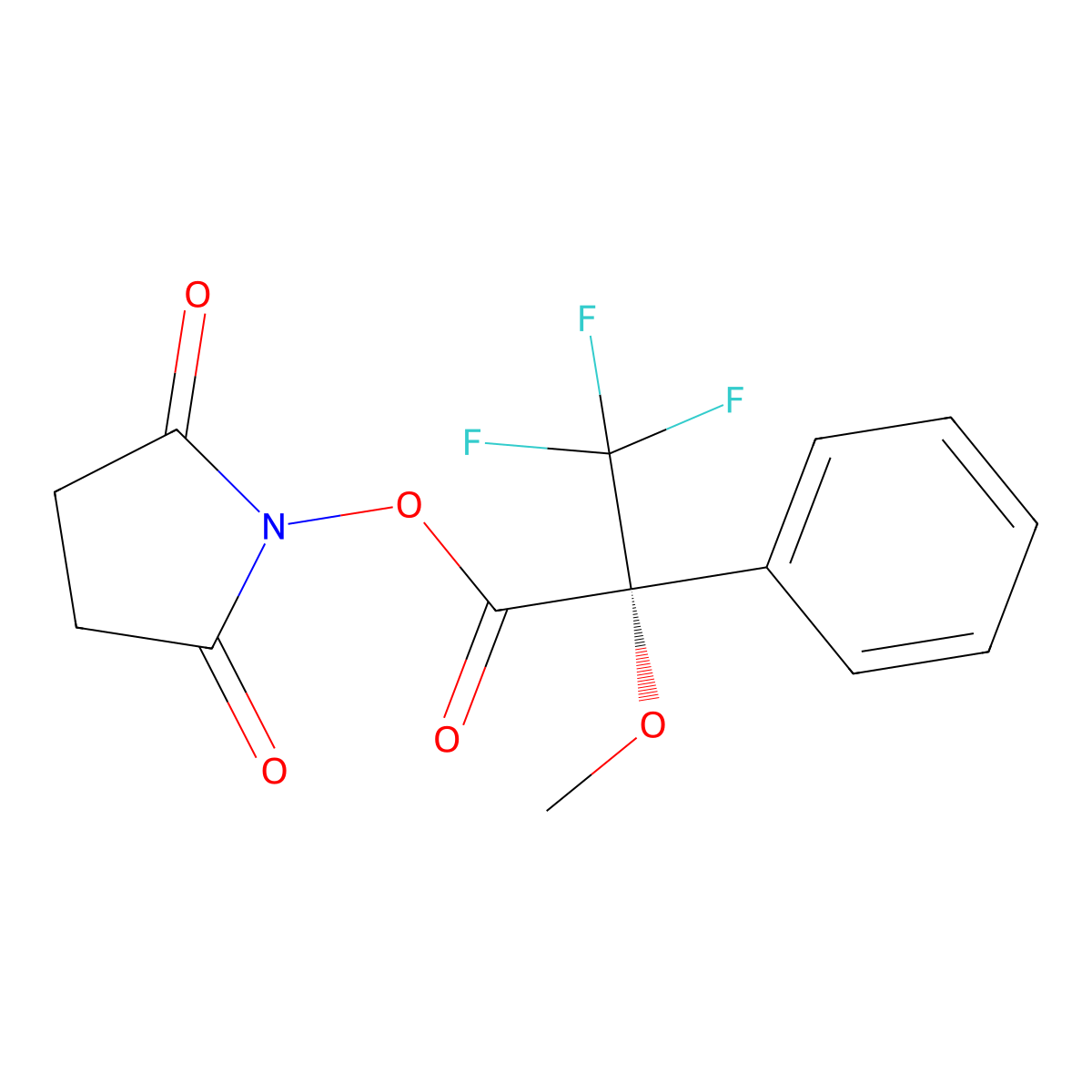 2,5-Dioxopyrrolidin-1-yl (R)-3,3,3-trifluoro-2-methoxy-2-phenylpropanoate molecular structure, CAS 2554775-88-9