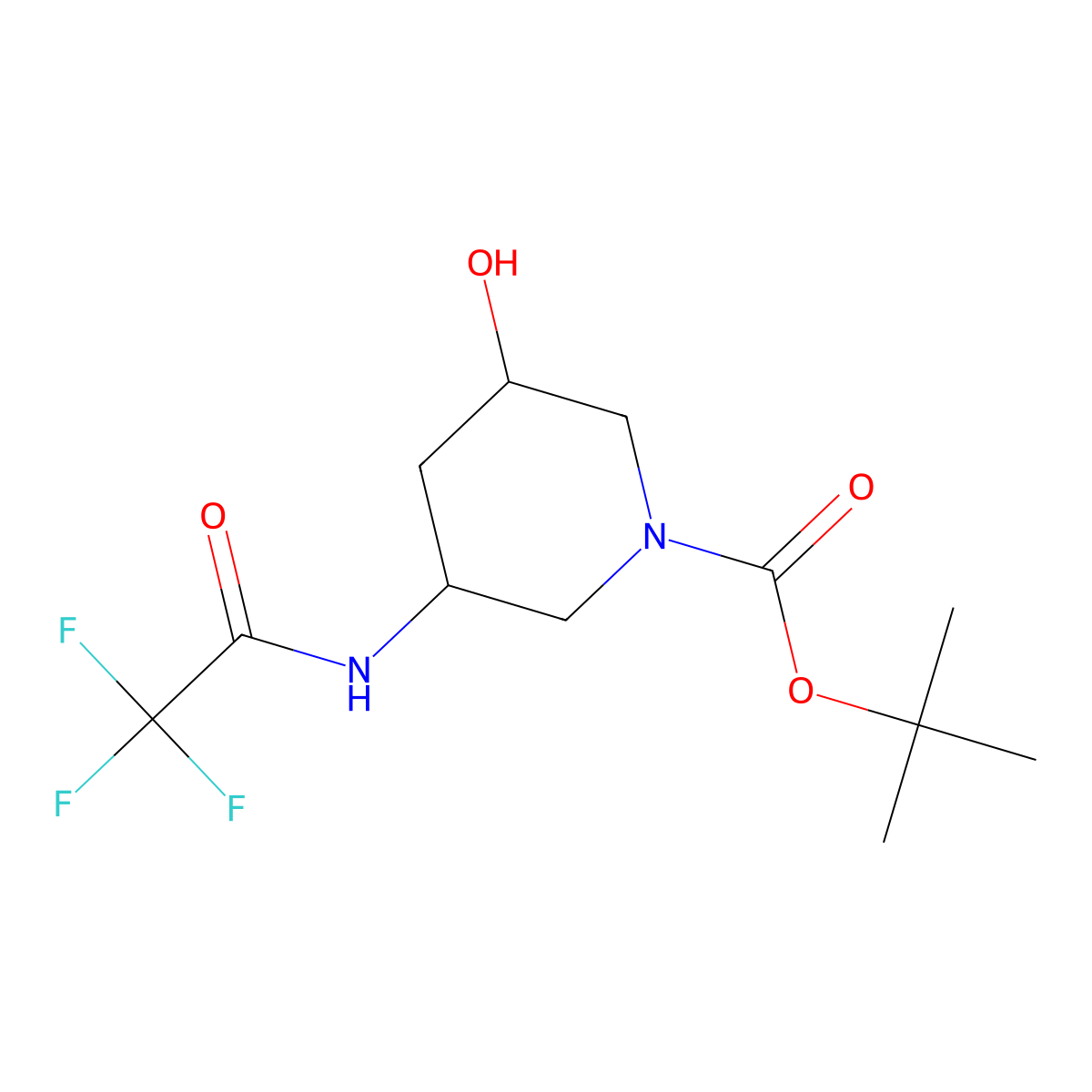 tert-Butyl (3R,5S)-3-hydroxy-5-(2,2,2-trifluoroacetamido)piperidine-1-carboxylate molecular structure, CAS 2554776-13-3