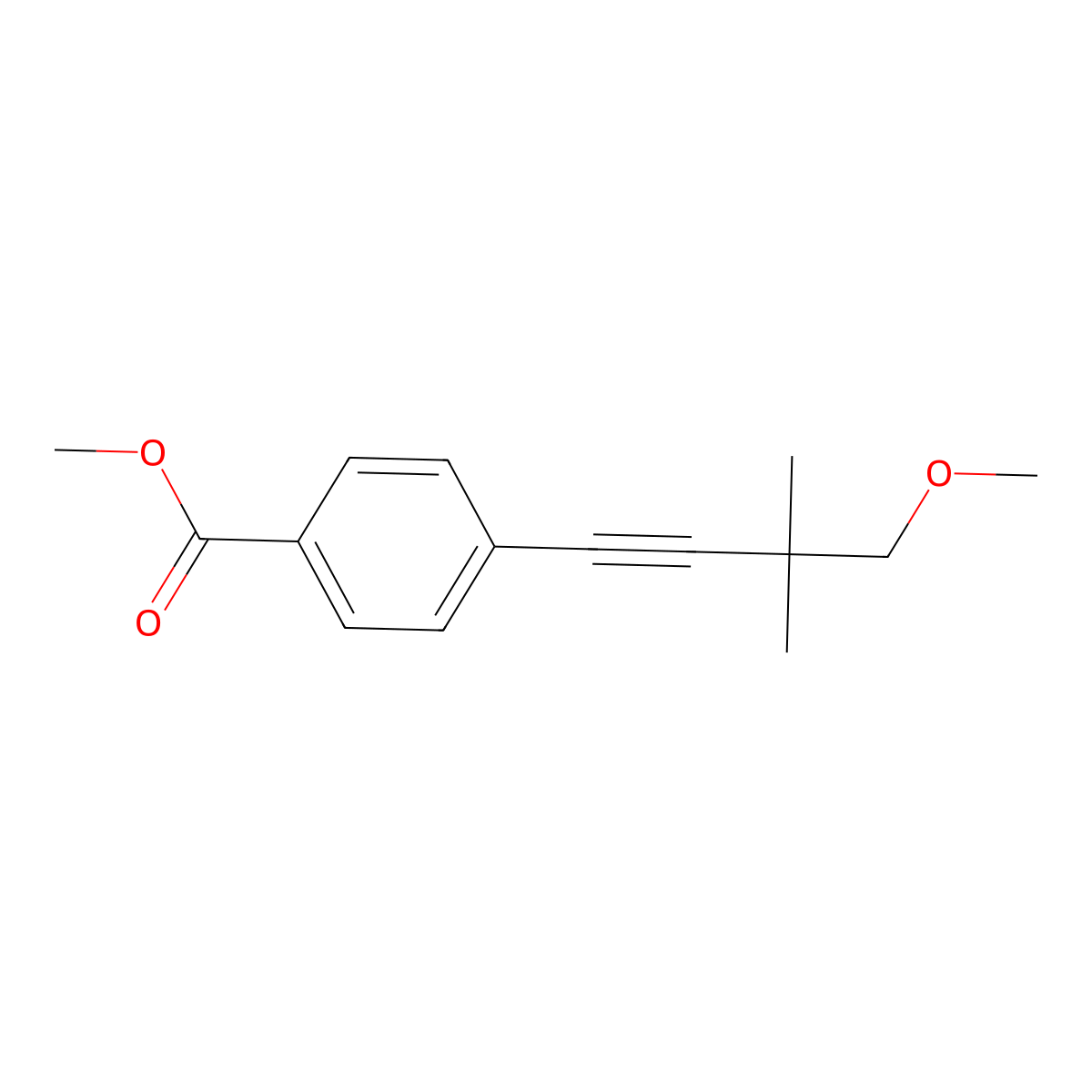 Methyl 4-(4-methoxy-3,3-dimethyl-but-1-ynyl)benzoate molecular structure, CAS 2555022-68-7
