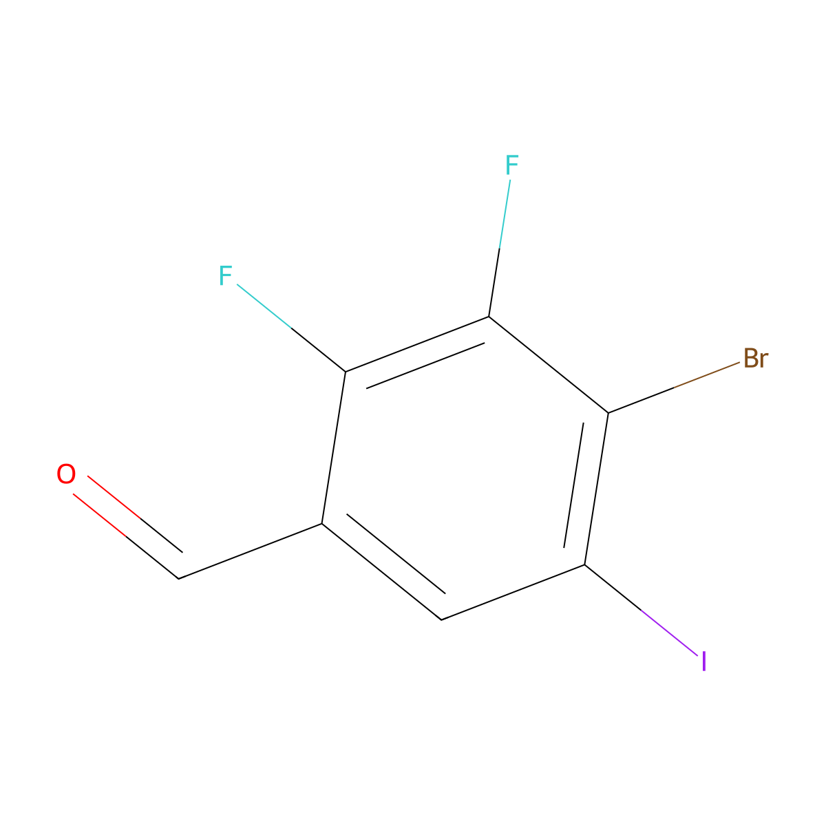 4-Bromo-2,3-difluoro-5-iodobenzaldehyde molecular structure, CAS 2555022-84-7
