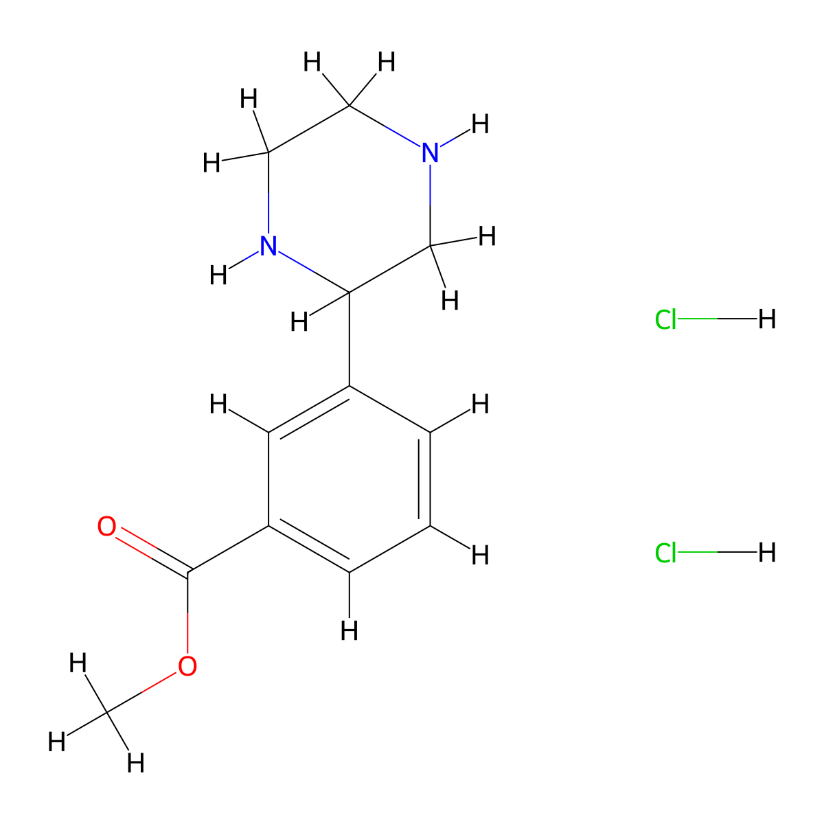 Methyl 3-(piperazin-2-YL)benzoate dihydrochloride molecular structure, CAS 2555249-80-2