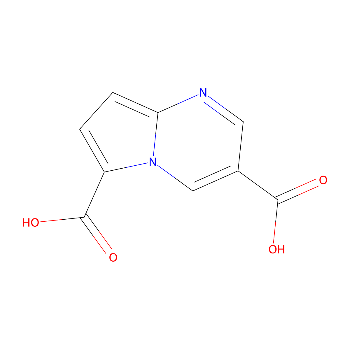 Pyrrolo[1,2-a]pyrimidine-3,6-dicarboxylic acid molecular structure, CAS 2555249-84-6