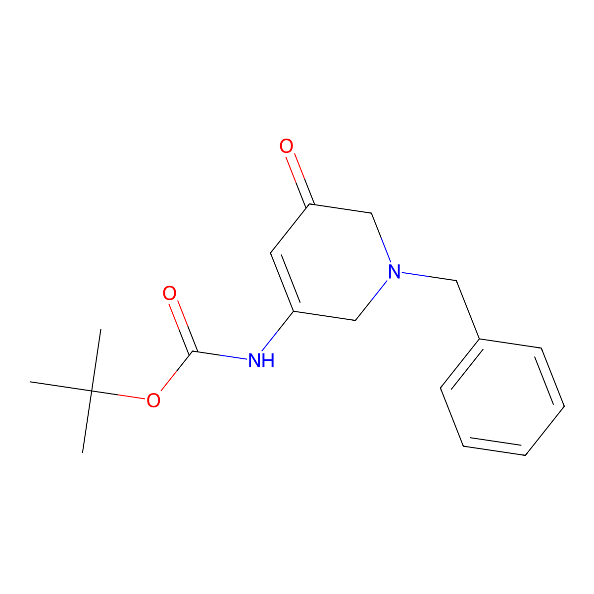 (1-Benzyl-5-oxo-1,2,5,6-tetrahydro-pyridin-3-yl)-carbamic acid tert-butyl ester molecular structure, CAS 2555249-85-7