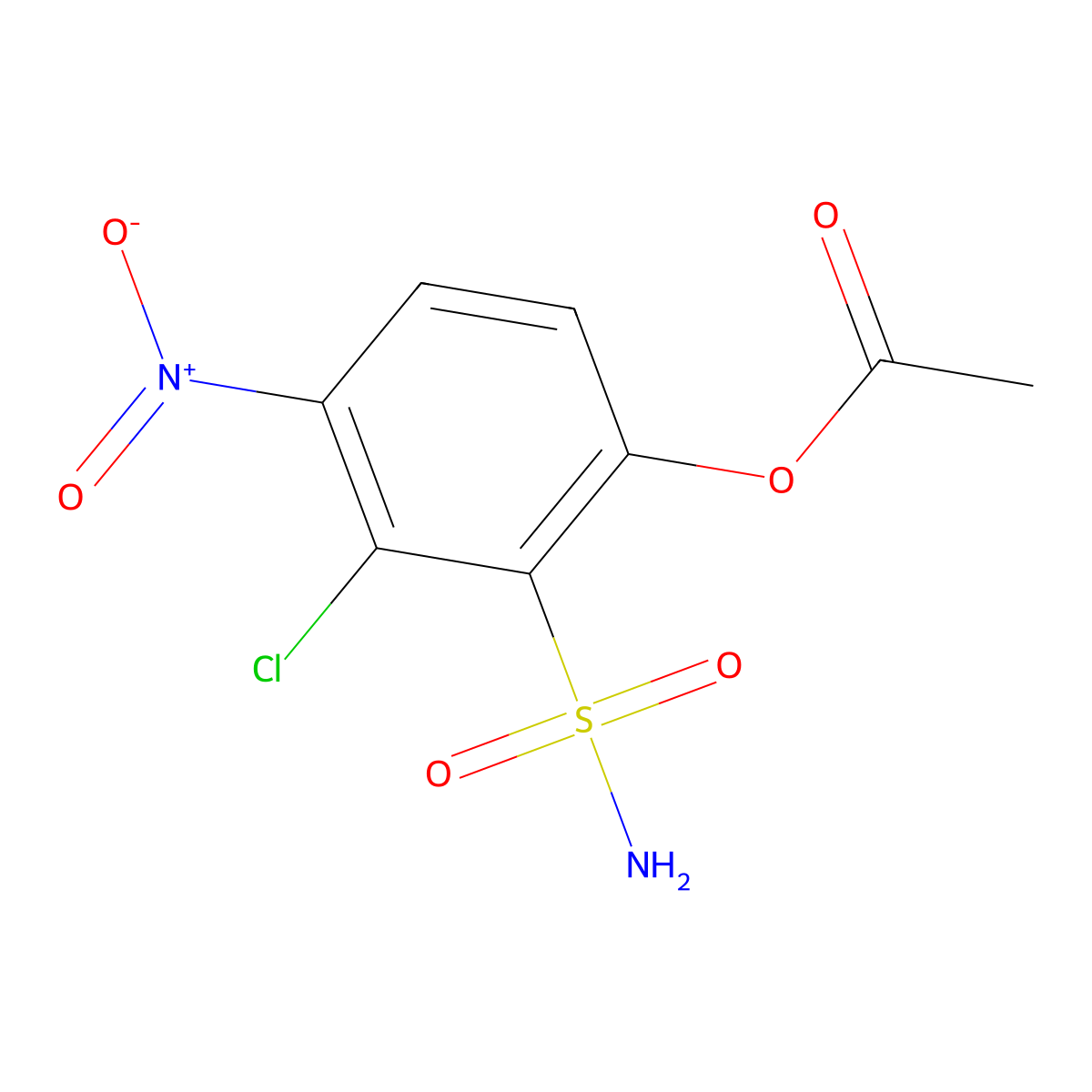 6-(Acetyloxy)-2-chloro-3-nitro-benzenesulfonamid molecular structure, CAS 2555249-89-1