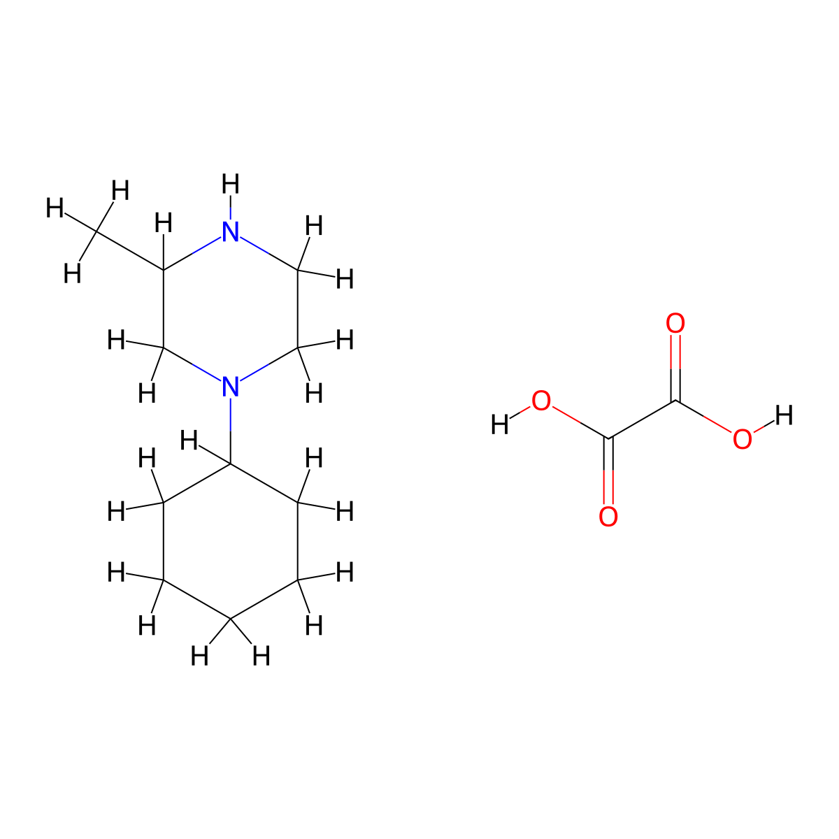1-Cyclohexyl-3-methyl-piperazine oxalte molecular structure, CAS 2555249-96-0