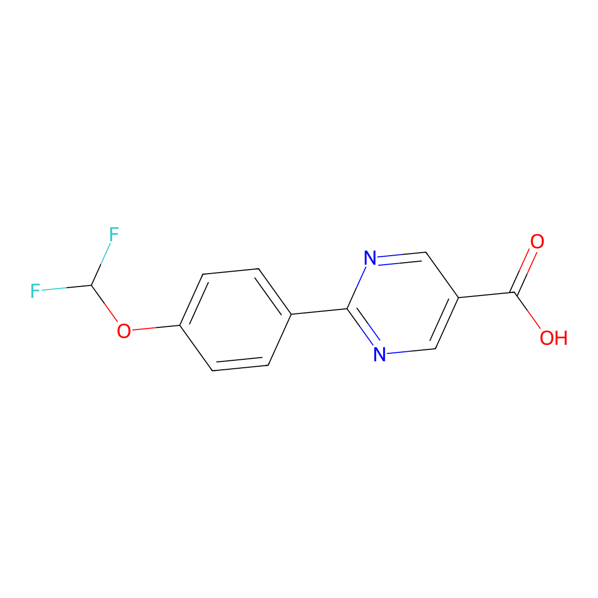 2-(4-(Difluoromethoxy)phenyl)pyrimidine-5-carboxylic acid molecular structure, CAS 2555293-29-1