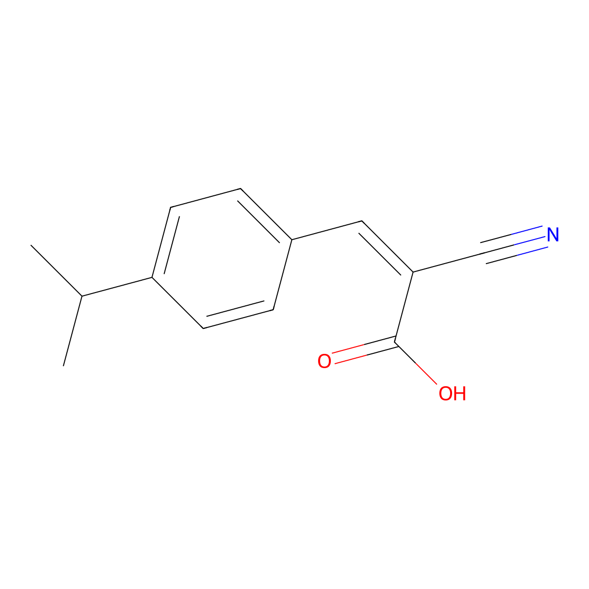 2-Cyano-3-[4-(propan-2-yl)phenyl]prop-2-enoic acid molecular structure, CAS 25554-21-6