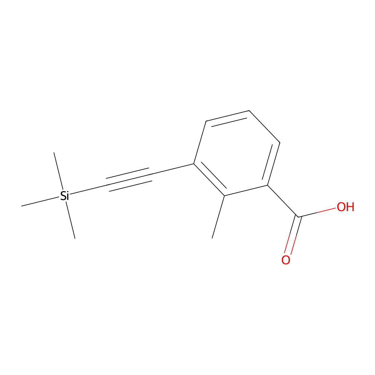 2-Methyl-3-((trimethylsilyl)ethynyl)benzoic acid molecular structure, CAS 2555402-49-6