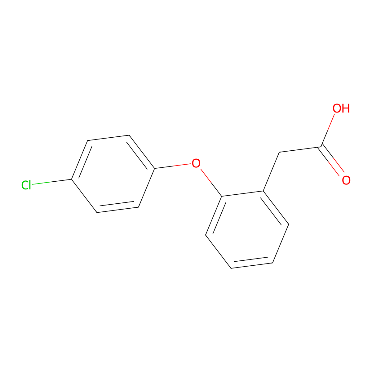 2-(2-(4-Chlorophenoxy)phenyl)acetic acid molecular structure, CAS 25563-04-6