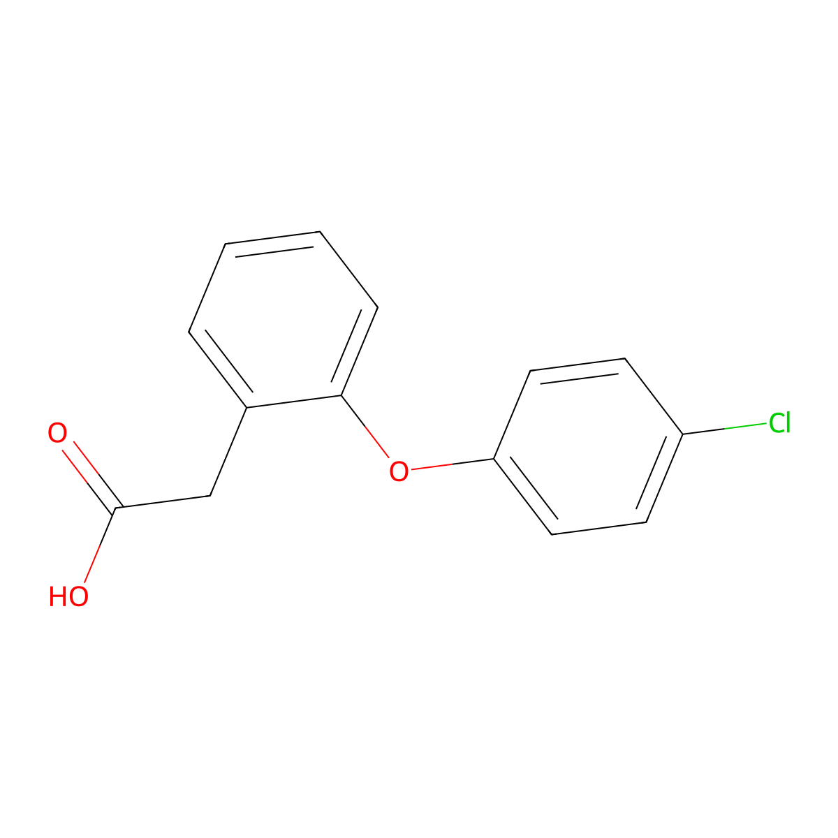 2-(2-(4-Chlorophenoxy)phenyl)acetic acid molecular structure, CAS 25563-04-6
