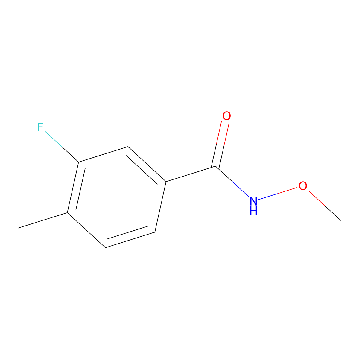 3-fluoro-N-methoxy-4-methylbenzamide molecular structure, CAS 25563-20-6