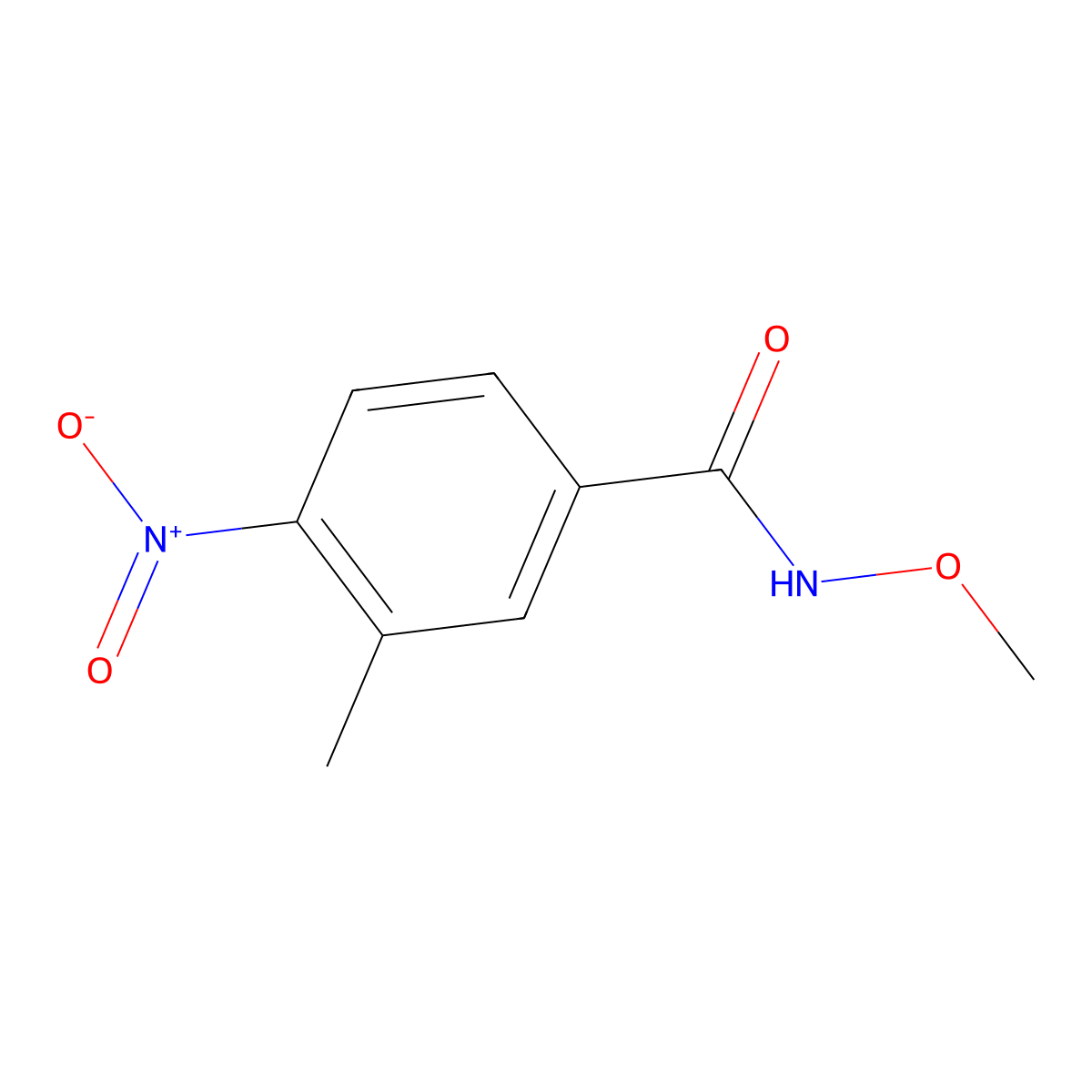 N-methoxy-3-methyl-4-nitrobenzamide molecular structure, CAS 25563-22-8