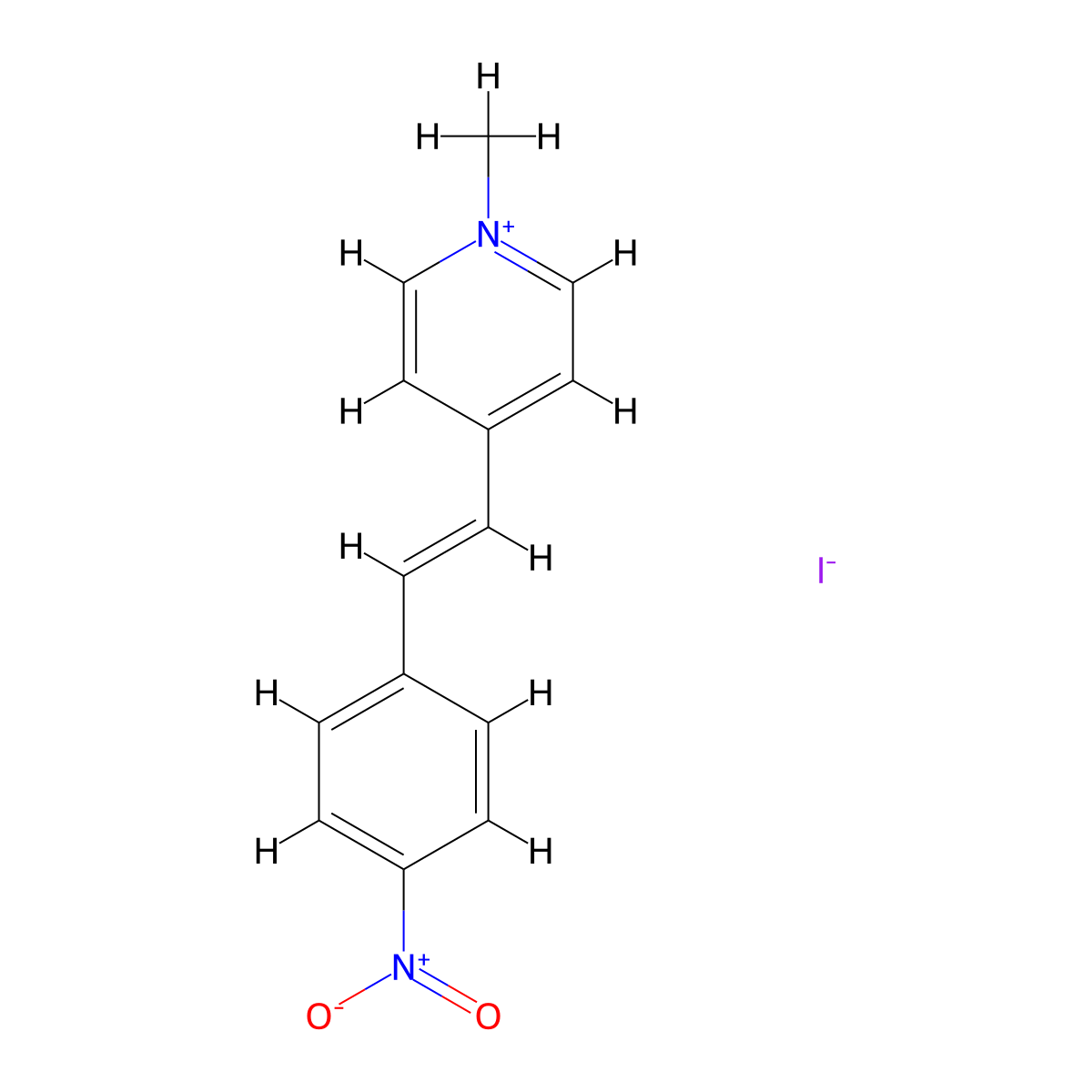 Pyridinium, 1-methyl-4-[(1E)-2-(4-nitrophenyl)ethenyl]-, iodide molecular structure, CAS 25565-20-2