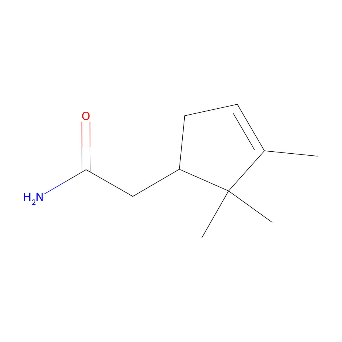 2-(2,2,3-Trimethylcyclopent-3-en-1-yl)acetamide molecular structure, CAS 25570-84-7