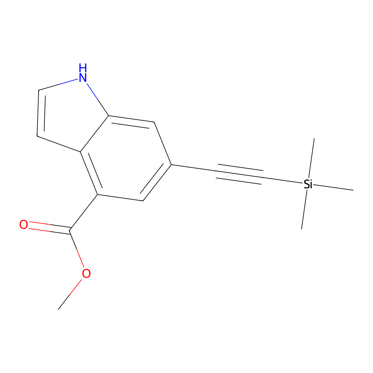 methyl 6-((trimethylsilyl)ethynyl)-1H-indole-4-carboxylate molecular structure, CAS 2557026-21-6