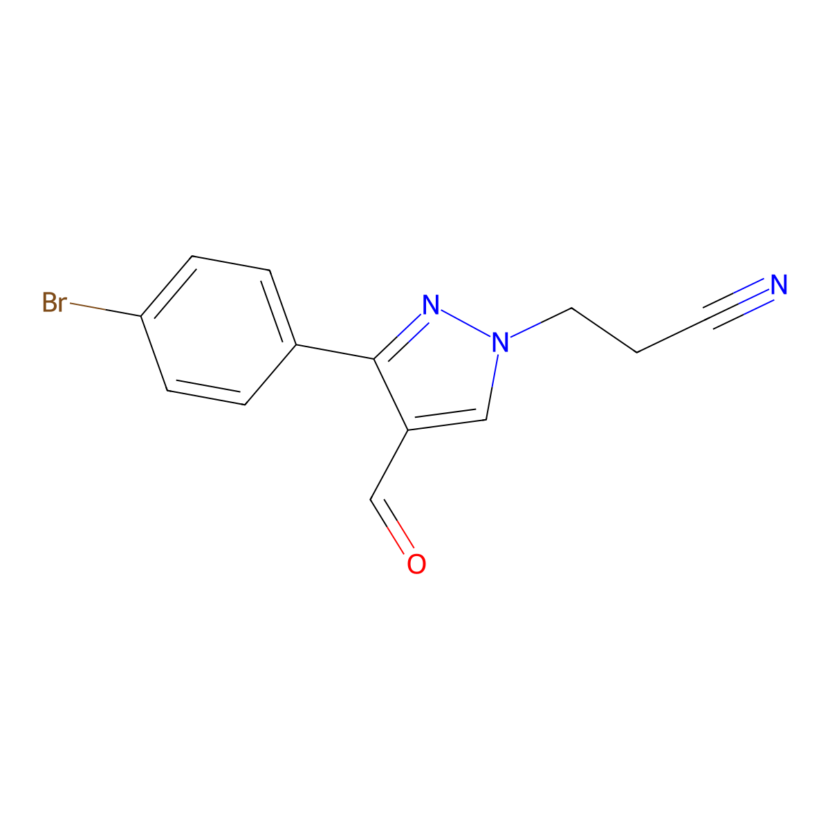 3-[3-(4-bromophenyl)-4-formyl-1H-pyrazol-1-yl]propanenitrile molecular structure, CAS 255710-83-9