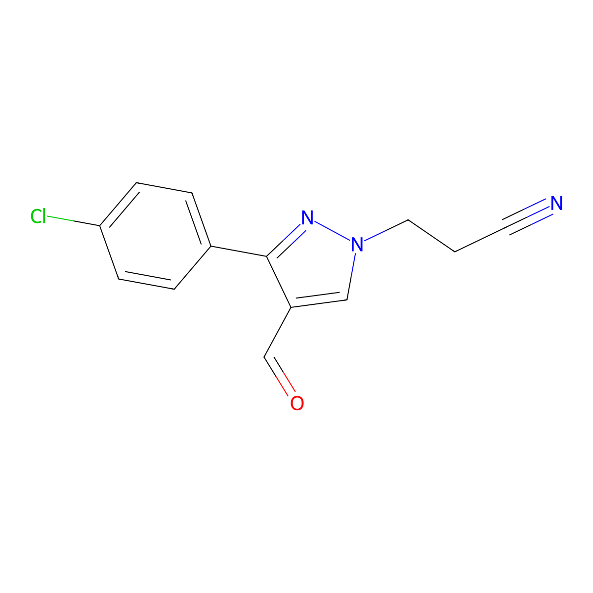 3-[3-(4-chlorophenyl)-4-formyl-1H-pyrazol-1-yl]propanenitrile molecular structure, CAS 255710-84-0