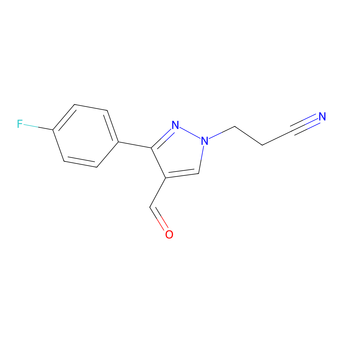 3-[3-(4-fluorophenyl)-4-formyl-1H-pyrazol-1-yl]propanenitrile molecular structure, CAS 255710-85-1
