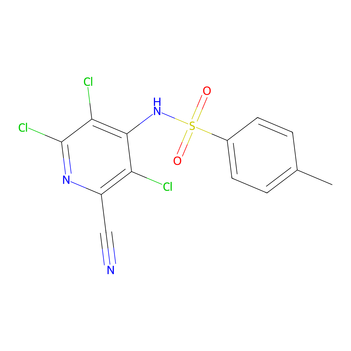 4-methyl-N-(2,3,5-trichloro-6-cyanopyridin-4-yl)benzenesulfonamide molecular structure, CAS 255713-77-0