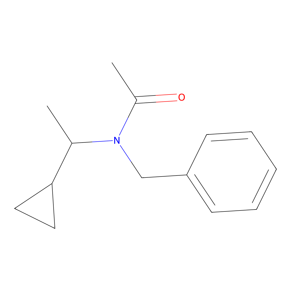 N-benzyl-N-(1-cyclopropylethyl)acetamide molecular structure, CAS 255713-86-1