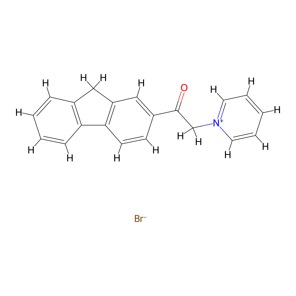 1-(9H-2-fluorenyl)-2-(1-pyridiniumyl)-1-ethanone bromide molecular structure, CAS 255713-97-4