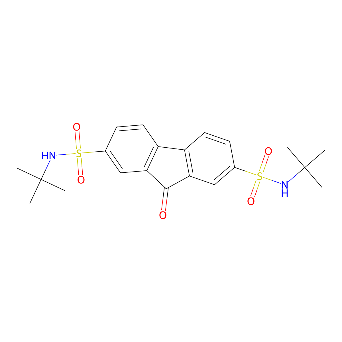 N2,N7-di(tert-butyl)-9-oxo-9H-2,7-fluorenedisulfonamide molecular structure, CAS 255714-05-7