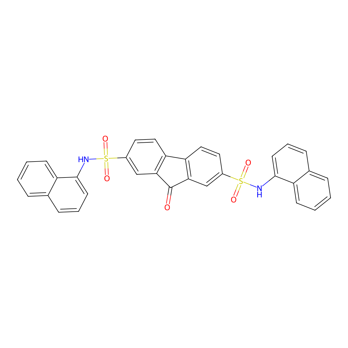 2-N,7-N-dinaphthalen-1-yl-9-oxofluorene-2,7-disulfonamide molecular structure, CAS 255714-07-9