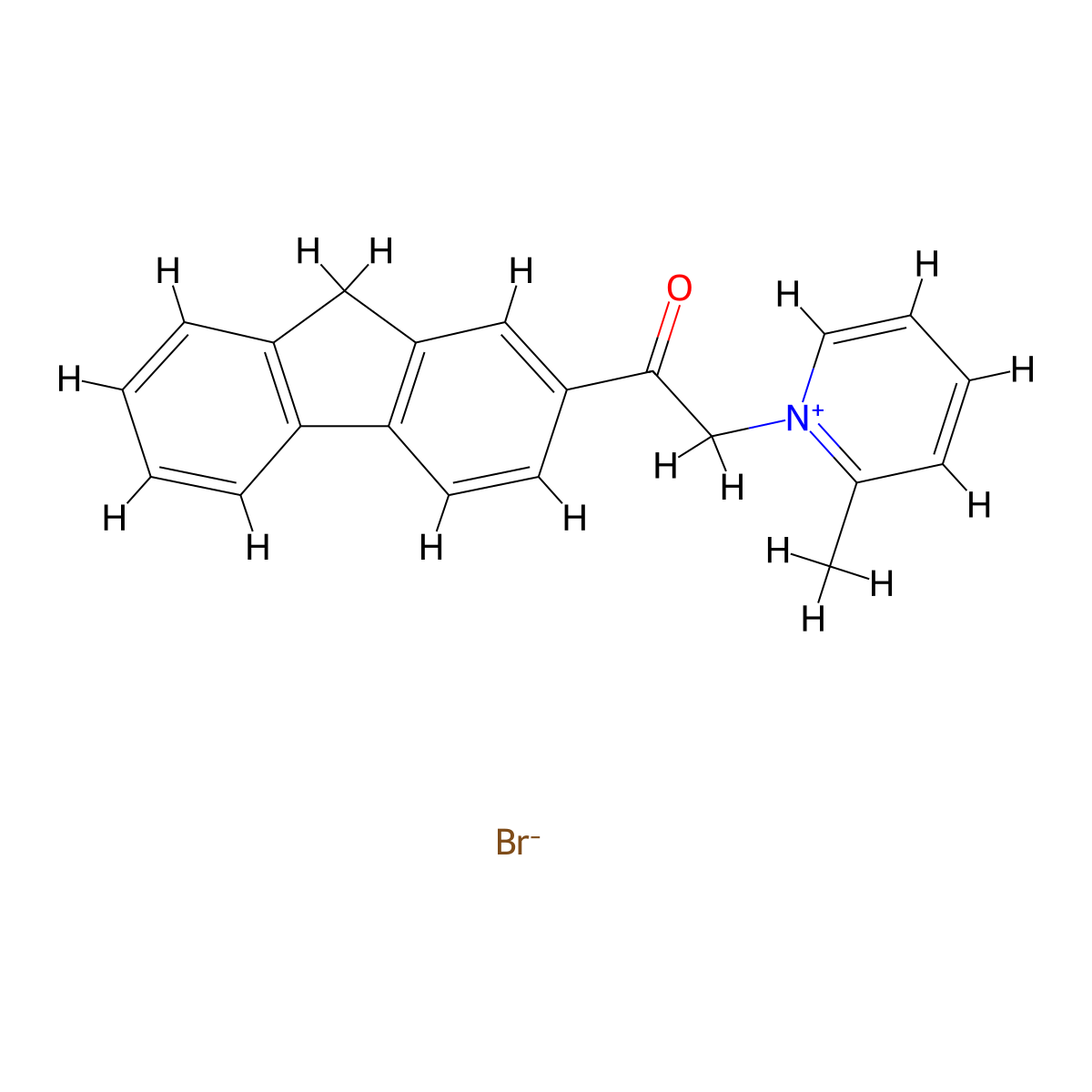 1-(9H-2-fluorenyl)-2-(2-methyl-1-pyridiniumyl)-1-ethanone bromide molecular structure, CAS 255715-79-8