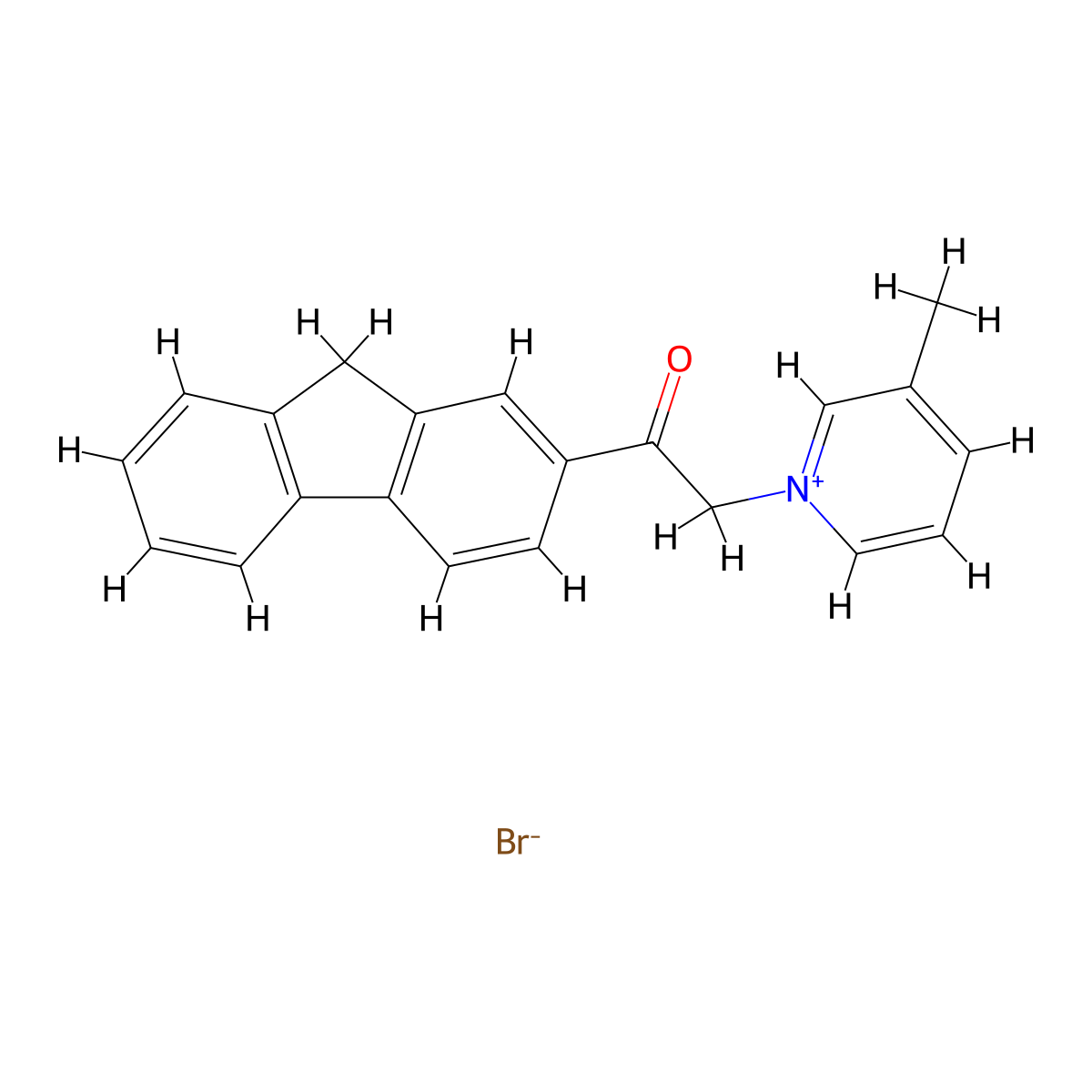 1-(9H-2-fluorenyl)-2-(3-methyl-1-pyridiniumyl)-1-ethanone bromide molecular structure, CAS 255715-80-1