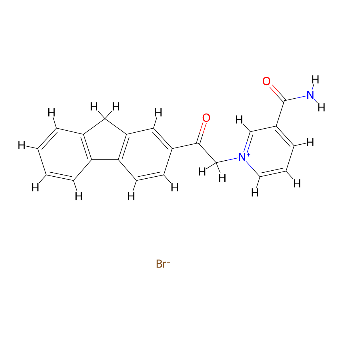 3-carbamoyl-1-[2-(9H-fluoren-2-yl)-2-oxoethyl]pyridin-1-ium bromide molecular structure, CAS 255715-83-4