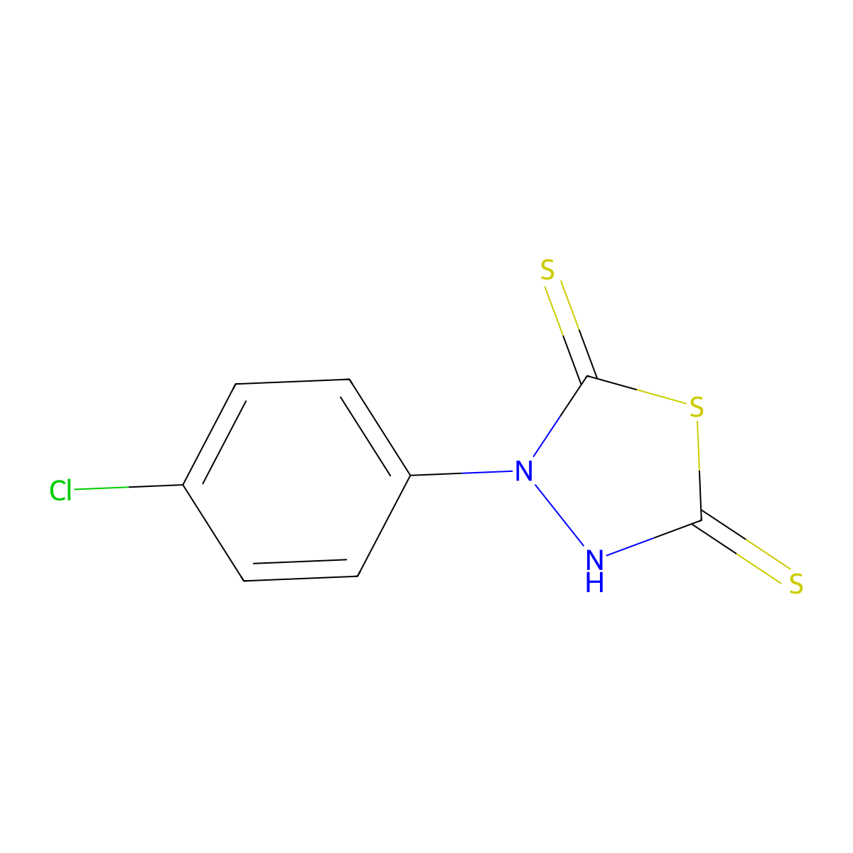3-(4-chlorophenyl)-5-sulfanyl-1,3,4-thiadiazole-2(3H)-thione molecular structure, CAS 255715-88-9