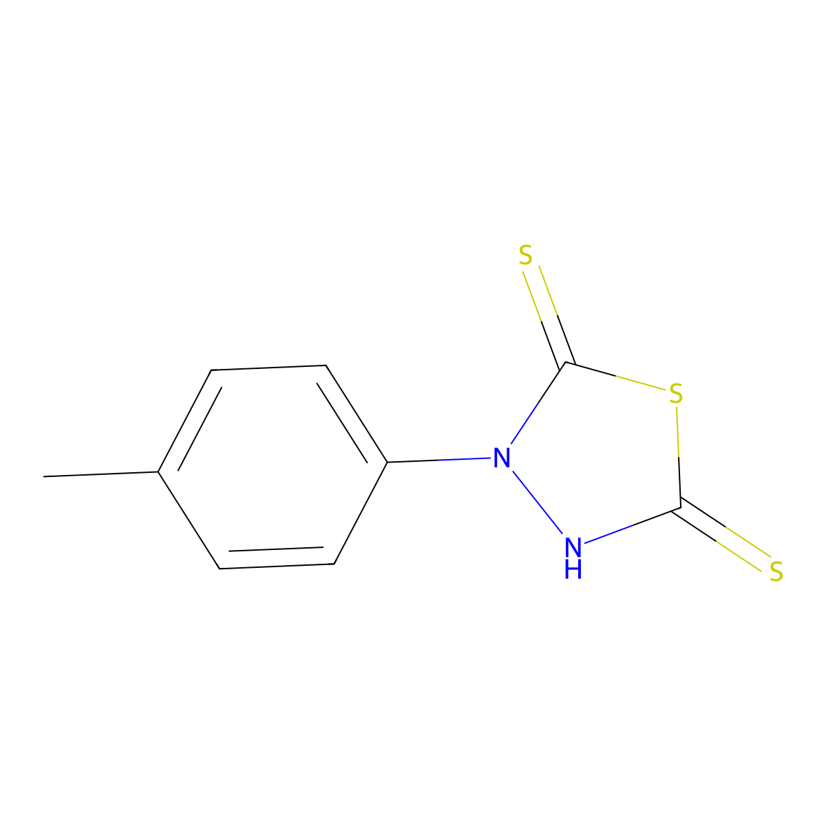 3-(4-methylphenyl)-5-sulfanyl-1,3,4-thiadiazole-2(3H)-thione molecular structure, CAS 255715-89-0