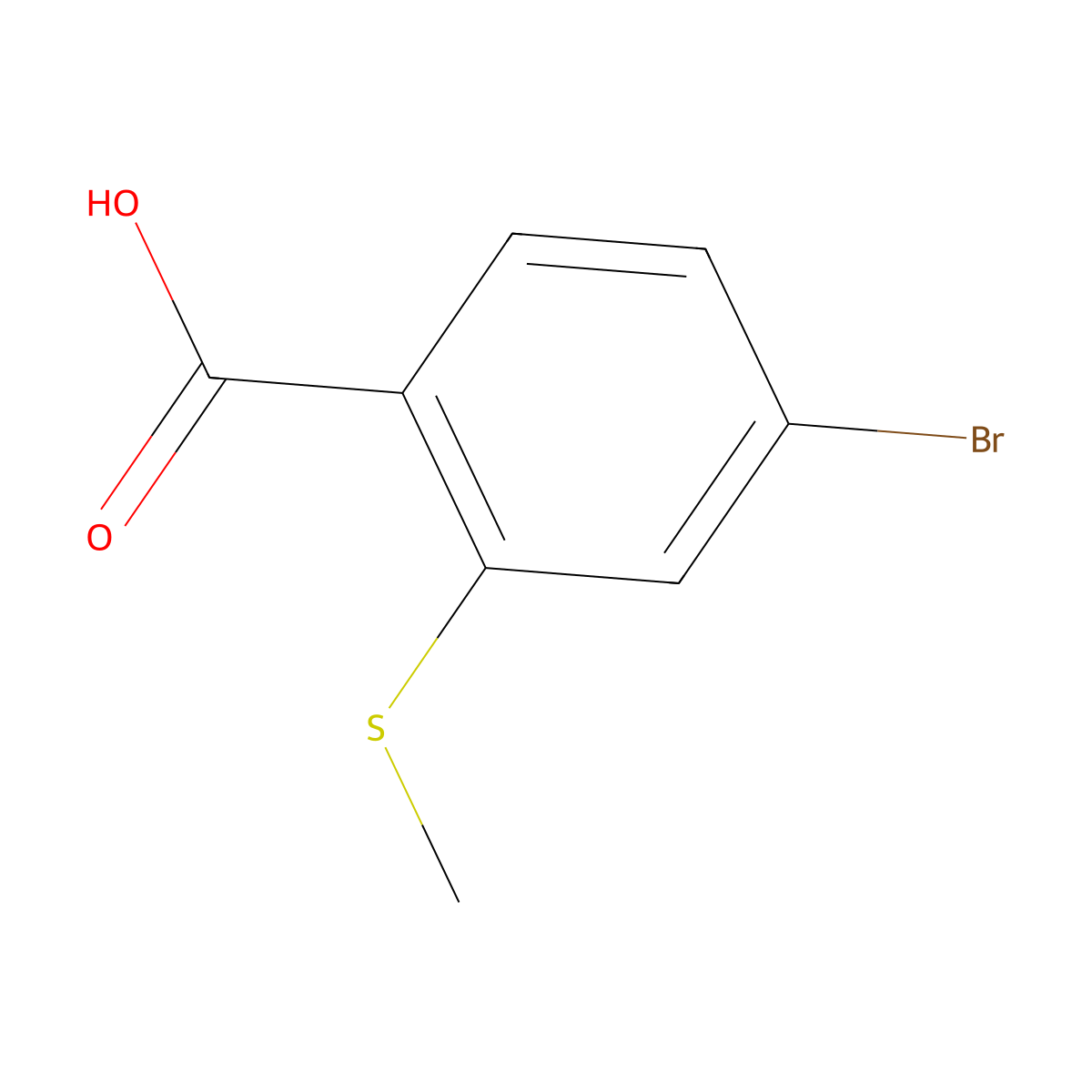 4-Bromo-2-(methylsulfanyl)benzoic acid molecular structure, CAS 255727-69-6