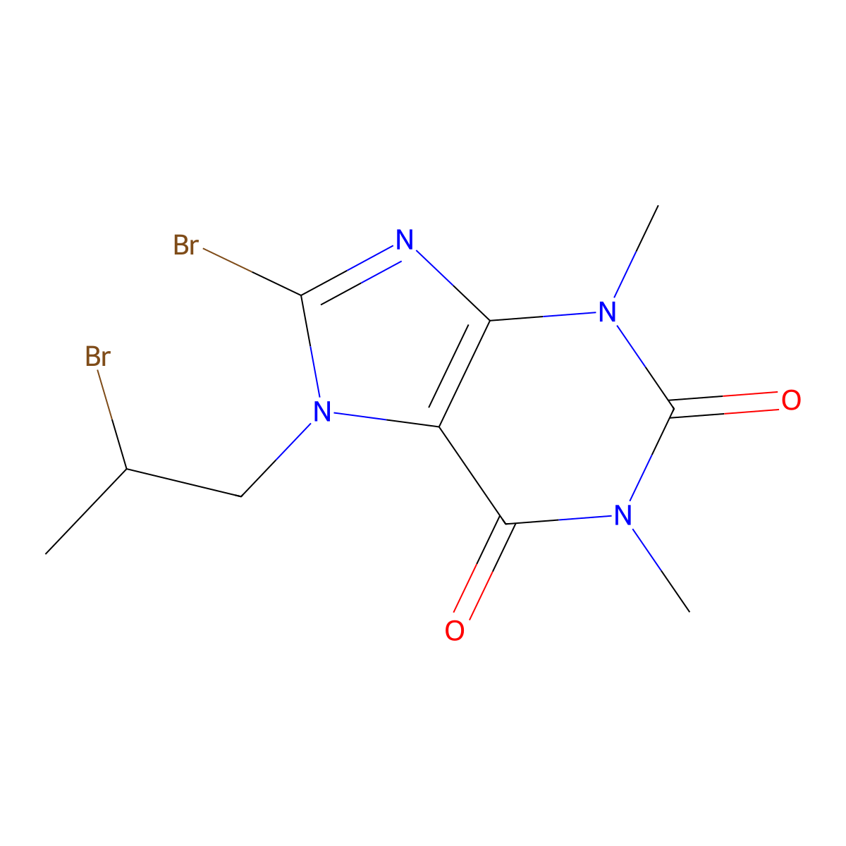 8-bromo-7-(2-bromopropyl)-1,3-dimethyl-2,3,6,7-tetrahydro-1H-purine-2,6-dione molecular structure, CAS 255730-94-0