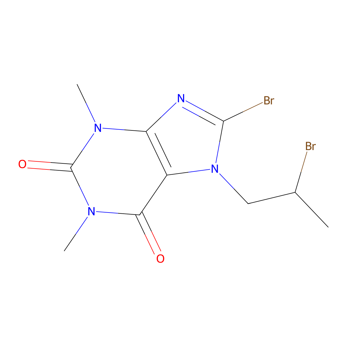 8-bromo-7-(2-bromopropyl)-1,3-dimethyl-2,3,6,7-tetrahydro-1H-purine-2,6-dione molecular structure, CAS 255730-94-0
