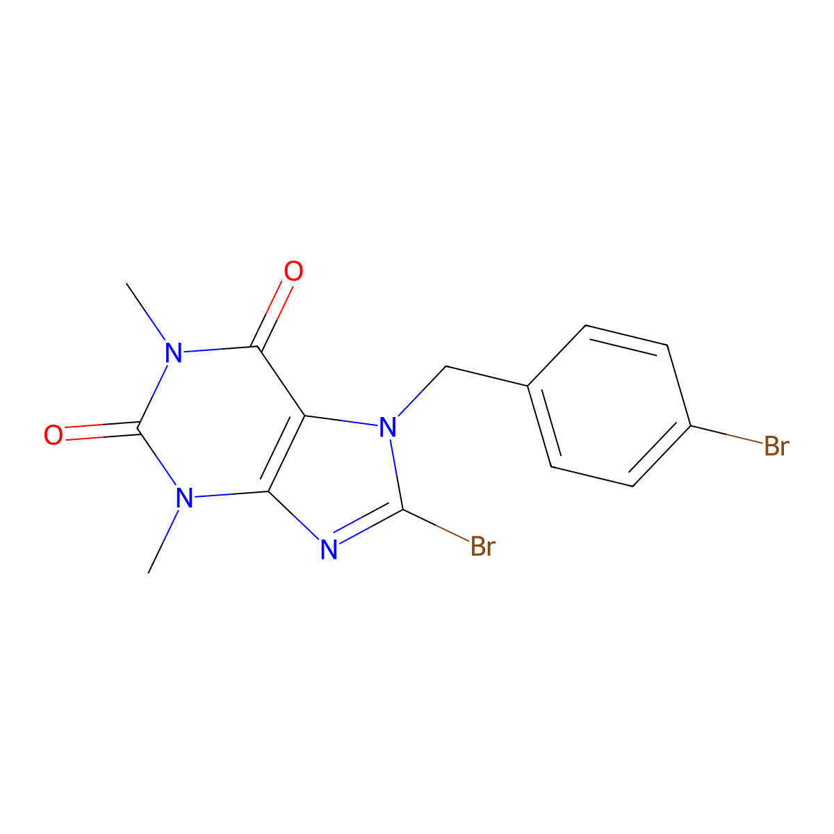 8-Bromo-7-[(4-bromophenyl)methyl]-1,3-dimethylpurine-2,6-dione molecular structure, CAS 255730-99-5
