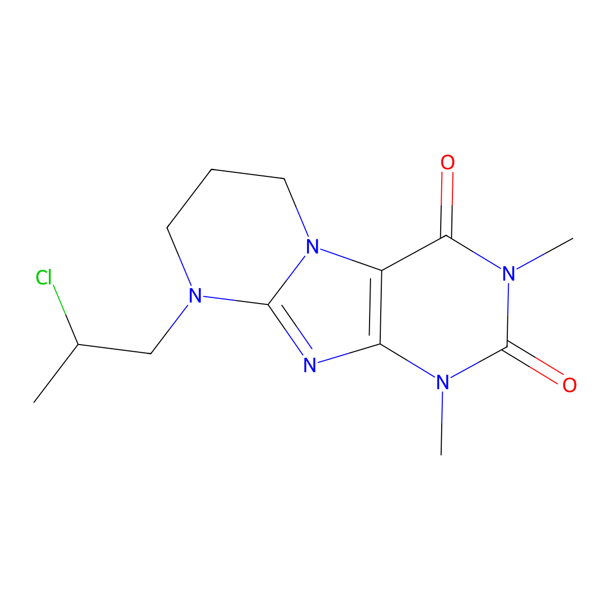 9-(2-chloropropyl)-1,3-dimethyl-7,8-dihydro-6H-purino[7,8-a]pyrimidine-2,4-dione molecular structure, CAS 255731-09-0