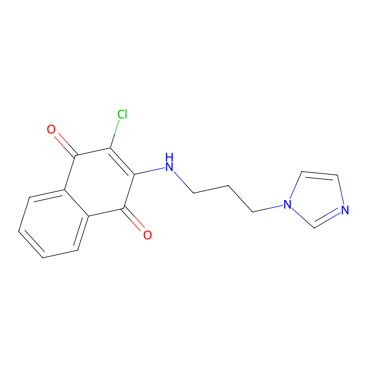 2-chloro-3-{[3-(1H-imidazol-1-yl)propyl]amino}naphthoquinone molecular structure, CAS 255731-20-5