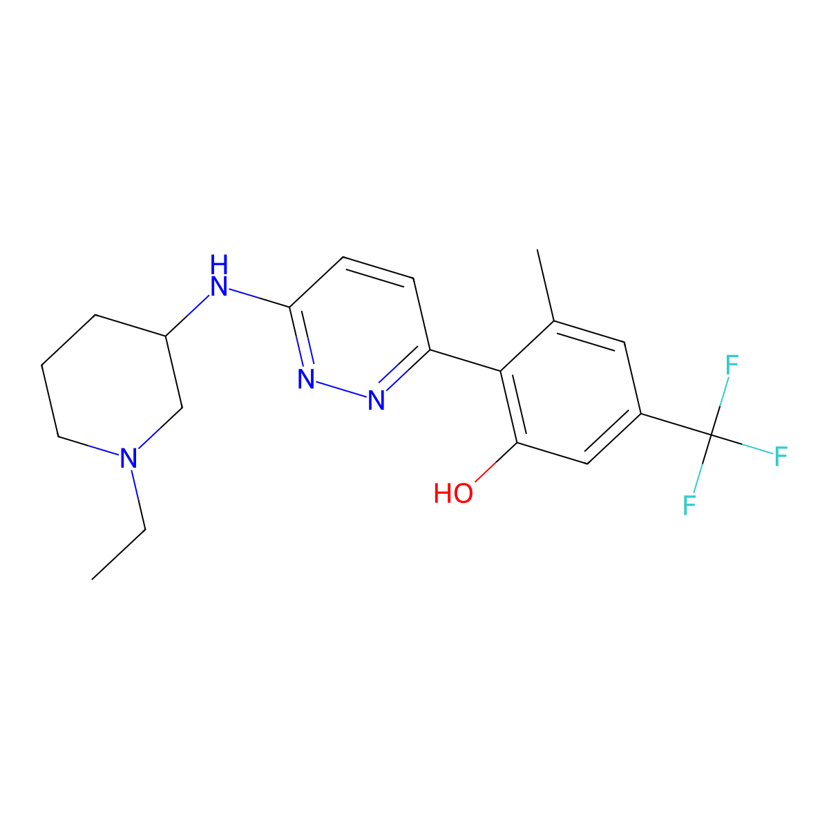 (R)-2-(6-((1-Ethylpiperidin-3-yl)amino)pyridazin-3-yl)-3-methyl-5-(trifluoromethyl)phenol molecular structure, CAS 2557349-50-3
