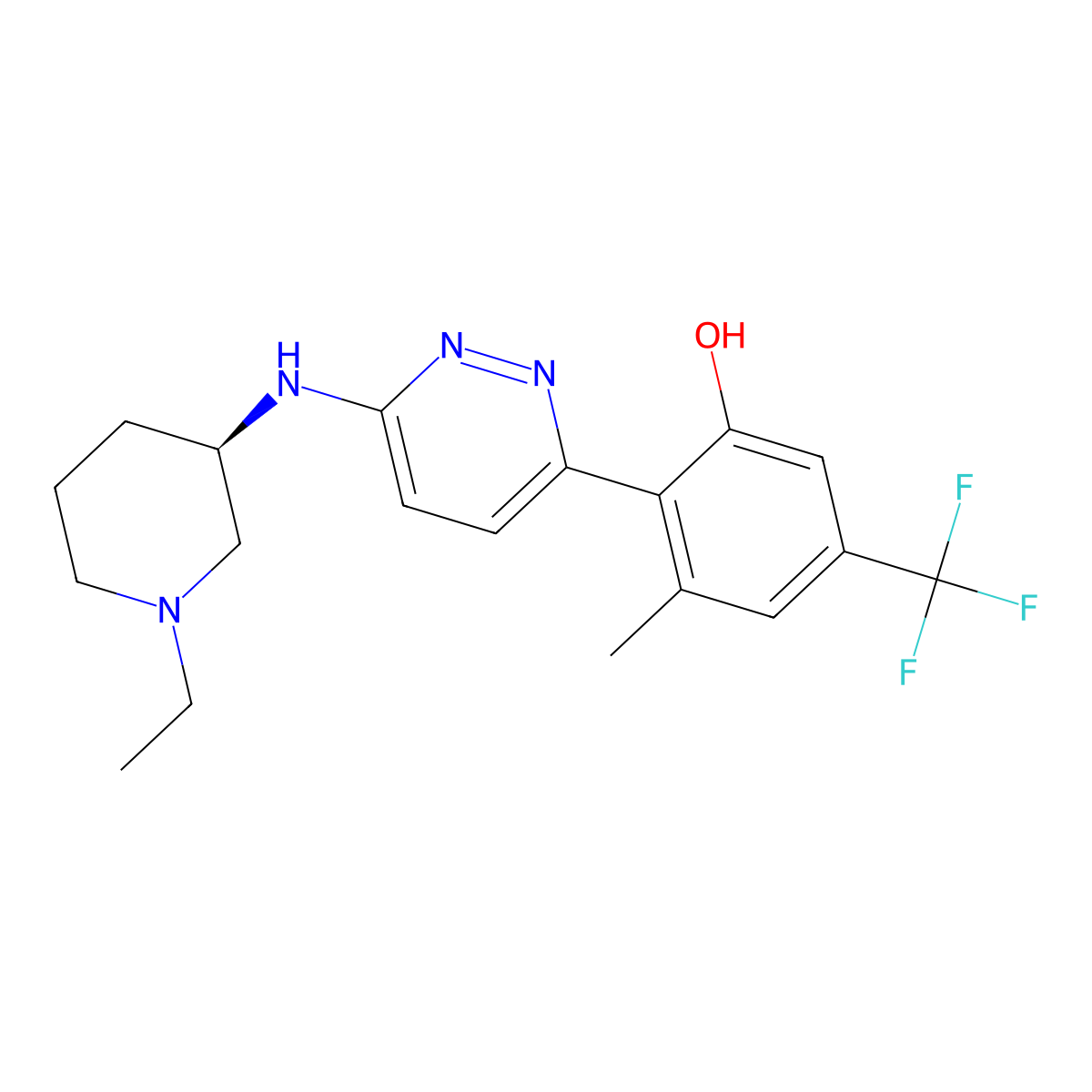 (R)-2-(6-((1-Ethylpiperidin-3-yl)amino)pyridazin-3-yl)-3-methyl-5-(trifluoromethyl)phenol molecular structure, CAS 2557349-50-3