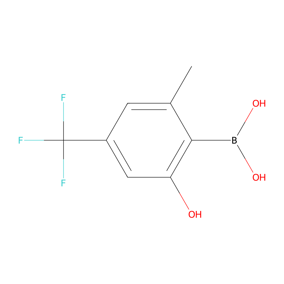 (2-Hydroxy-6-methyl-4-(trifluoromethyl)phenyl)boronic acid molecular structure, CAS 2557358-06-0