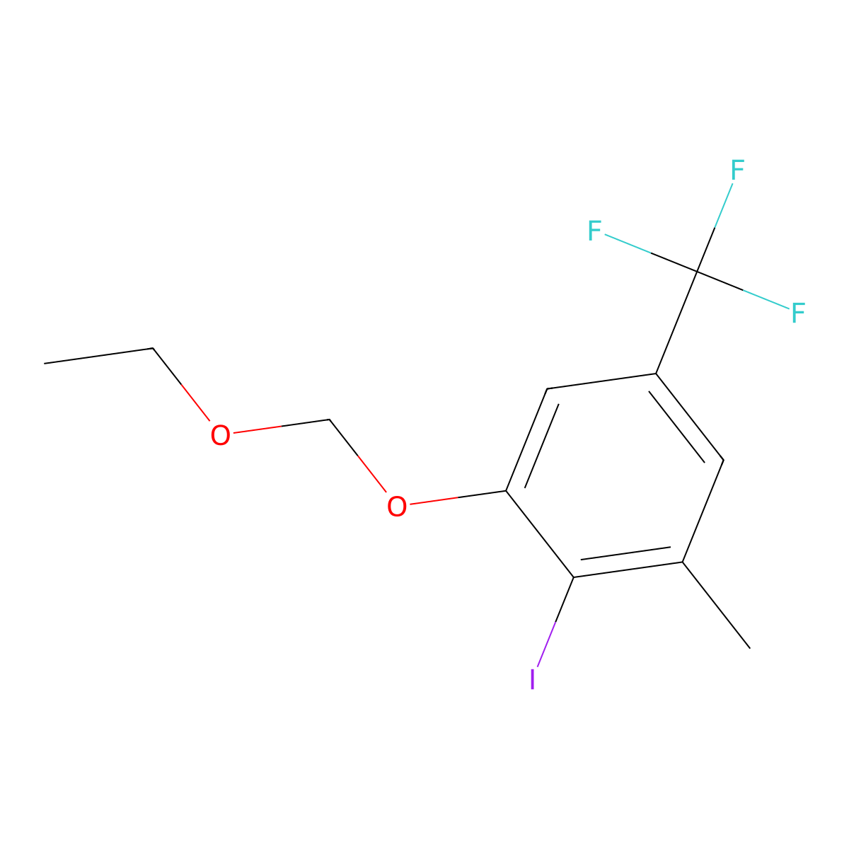 1-(Ethoxymethoxy)-2-iodo-3-methyl-5-(trifluoromethyl)benzene molecular structure, CAS 2557358-47-9