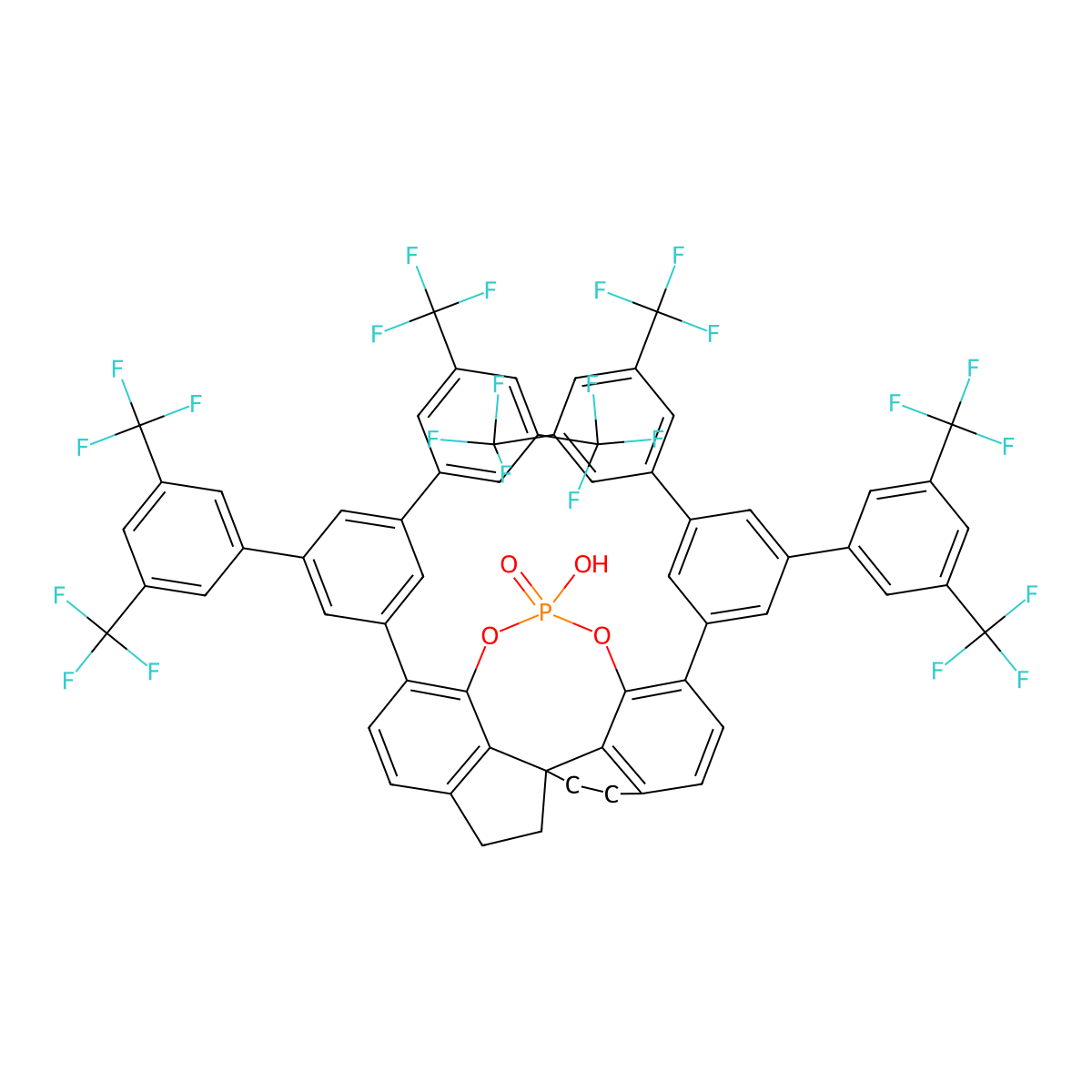 (11aR)-3,7-Bis[3,5-bis[3,5-bis(trifluoromethyl)phenyl]phenyl]-10,11,12,13-tetrahydro-5-hydroxy-diindeno[7,1-de:1',7'-fg][1,3,2]dioxaphosphocin molecular structure, CAS 2557595-45-4