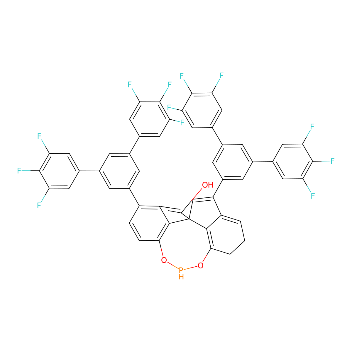 3,7-Bis[3,5-bis(3,4,5-trifluorophenyl)phenyl]-9,10-dihydroiindeno[7,1-de:1',7'-fg][1,3,2]dioxaphosphocin-5-ol molecular structure, CAS 2557595-48-7