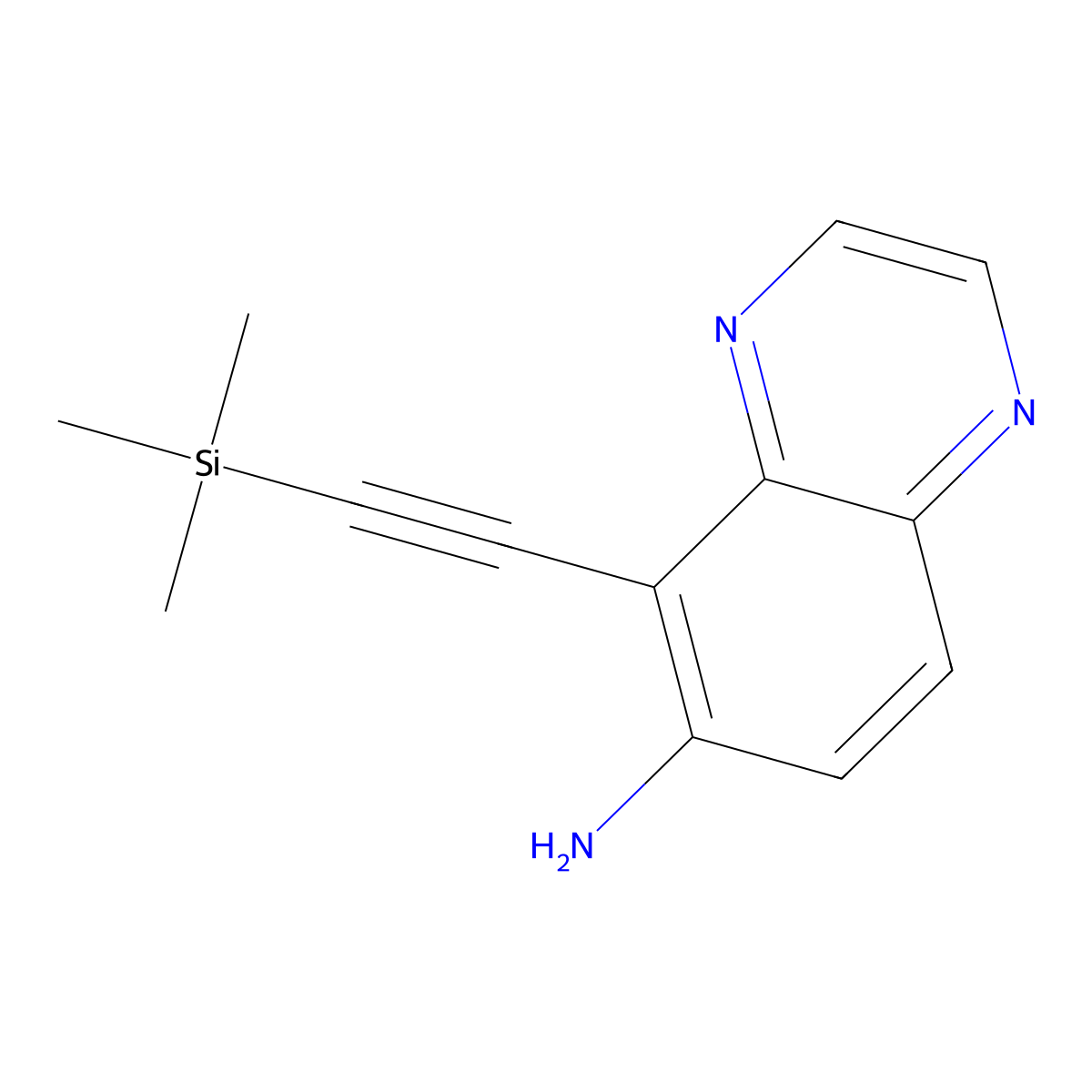 5-((Trimethylsilyl)ethynyl)quinoxalin-6-amine molecular structure, CAS 2557598-49-7