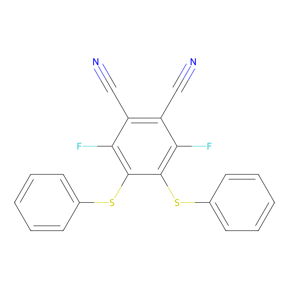 3,6-Difluoro-4,5-bisphenylthiophthalonitrile molecular structure, CAS 25579-67-3