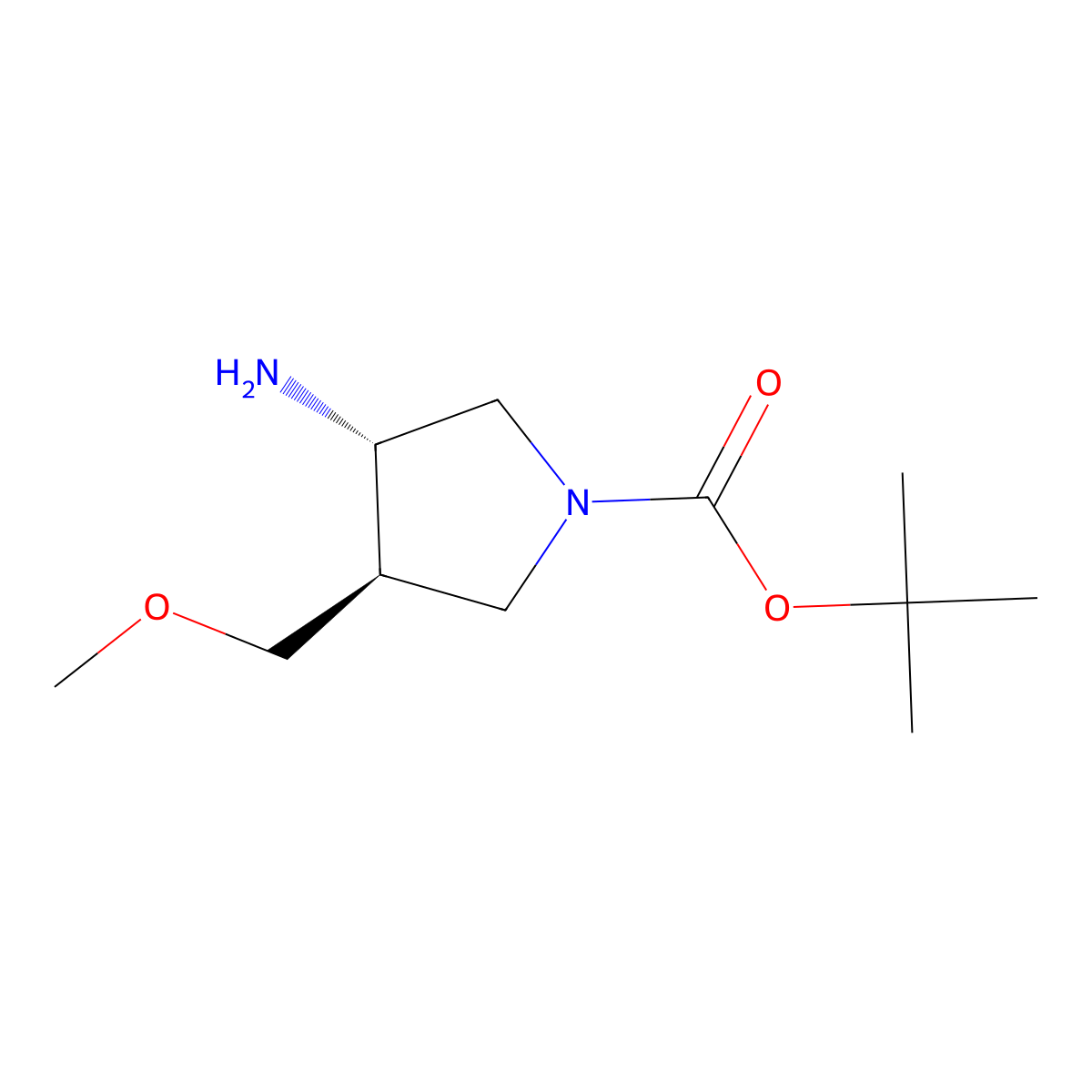 Tert-butyl trans-3-amino-4-(methoxymethyl)pyrrolidine-1-carboxylate molecular structure, CAS 2558179-05-6