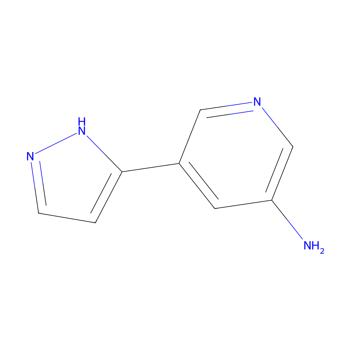 5-(1H-pyrazol-3-yl)pyridin-3-amine molecular structure, CAS 2558184-15-7