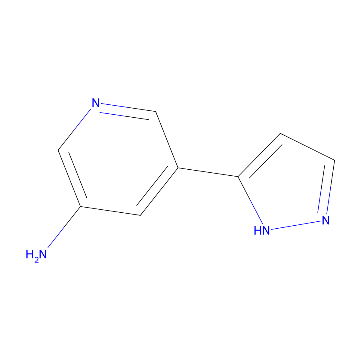 5-(1H-pyrazol-3-yl)pyridin-3-amine molecular structure, CAS 2558184-15-7