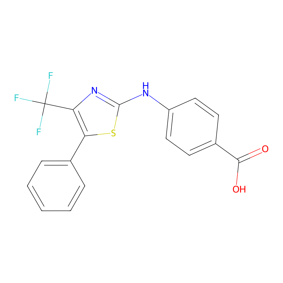4-{[5-Phenyl-4-(trifluoromethyl)-1,3-thiazol-2-YL]amino}benzoic acid molecular structure, CAS 255833-41-1